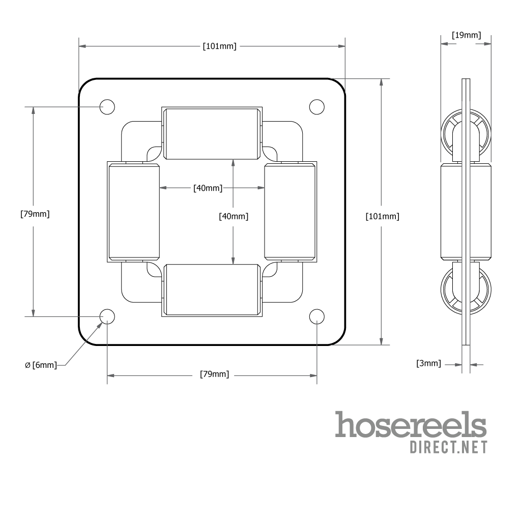 Hose Roller Guide - Square Stainless Steel